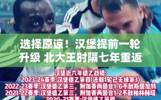 汉堡提前升级，北大王七年后重返德甲，选择原谅的力量