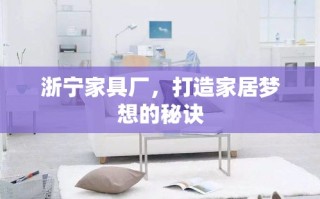 浙宁家具厂，打造家居梦想的秘诀