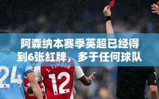 阿森纳本季英超红牌数领跑全英