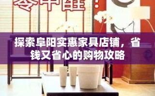 探索阜阳实惠家具店铺，省钱又省心的购物攻略