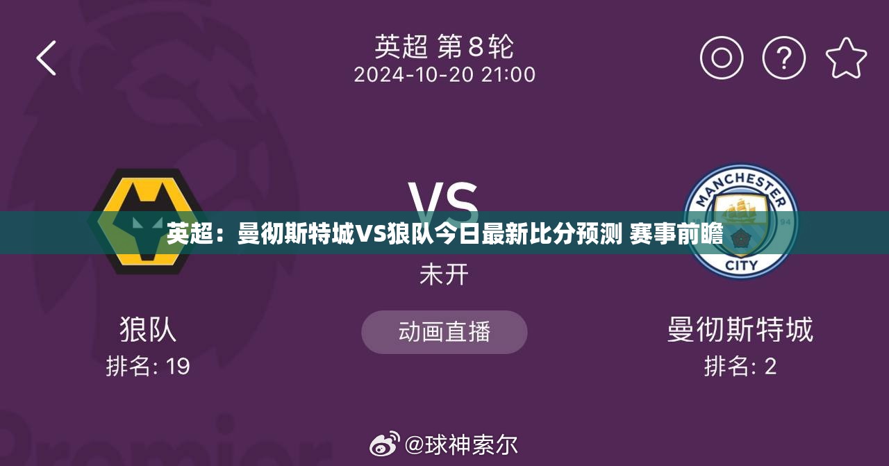 曼城对决狼队，英超今日赛事前瞻与比分预测-第2张图片-赛丽网