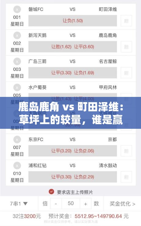 鹿岛鹿角与町田泽维，草坪上的激烈对决-第1张图片-赛丽网